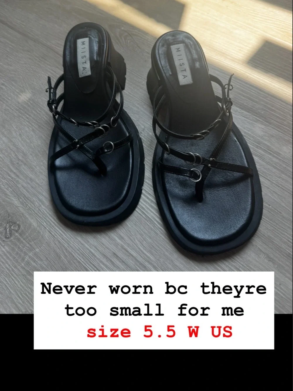 Miista Black Braided Strap Leather Sandals